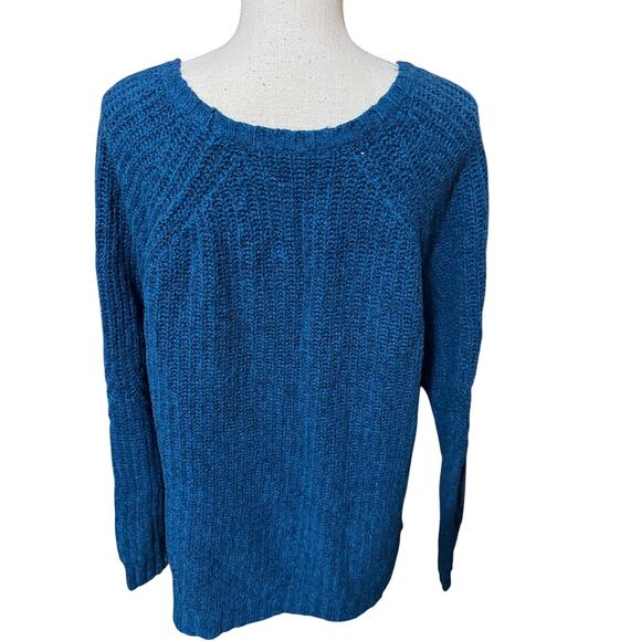 American eagle sweater womens L Ahh-mazingly soft teal blue oversized cotton - Picture 3 of 5